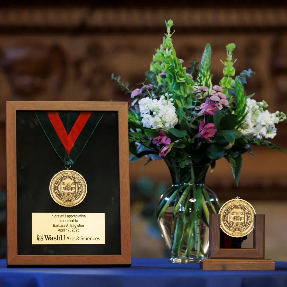 Photo of Thomas F. Eagleton University Professorship medals